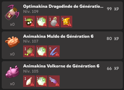 Objets d'élevage craftables